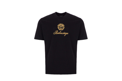 Pre-owned Balenciaga Qixi Crest Medium Fit T-shirt Black