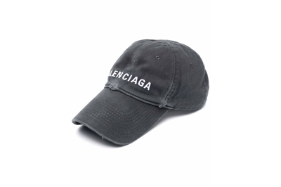 Pre-owned Balenciaga Washed Out Baseball Cap Dark Grey