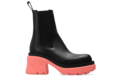 Pre-owned Bottega Veneta Flash Platform Ankle Boot Black Flamingo (women's) In Black/pink