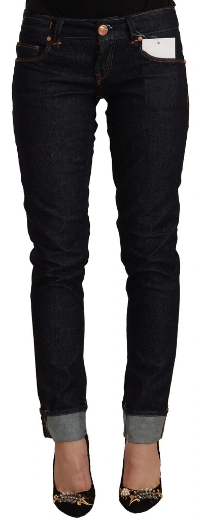 Shop Acht Black Cotton Low Waist Slim Fit Denim Women's Jeans