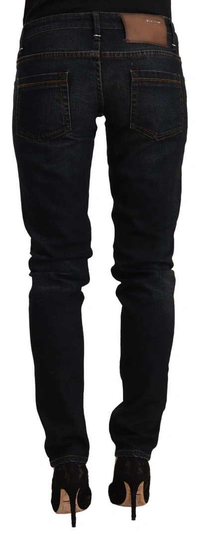 Shop Acht Black Washed Cotton Low Waist Slim Fit Denim Women's Jeans