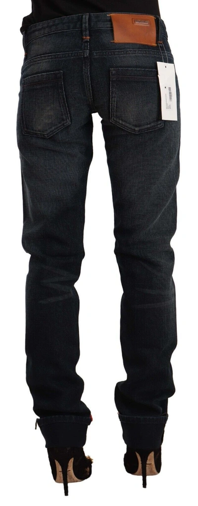 Acht Black Washed Cotton Skinny Denim Low Waist Women's Jeans In Black