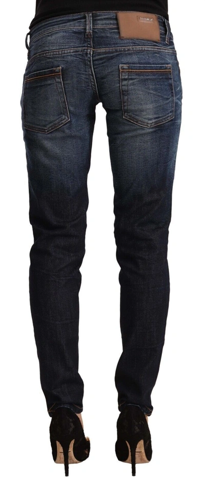 Acht Blue Washed Cotton Low Waist Skinny Denim Jeans In Blue
