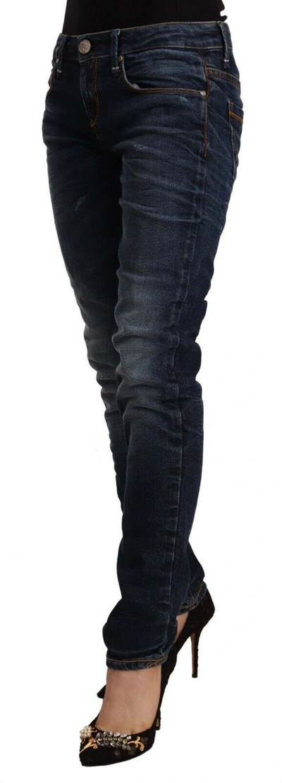 Acht Chic Slim Fit Blue Washed Women's Denim In Blue