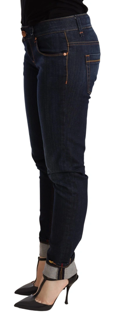 Acht Blue Washed Low Waist Skinny Denim Trouser In Blue
