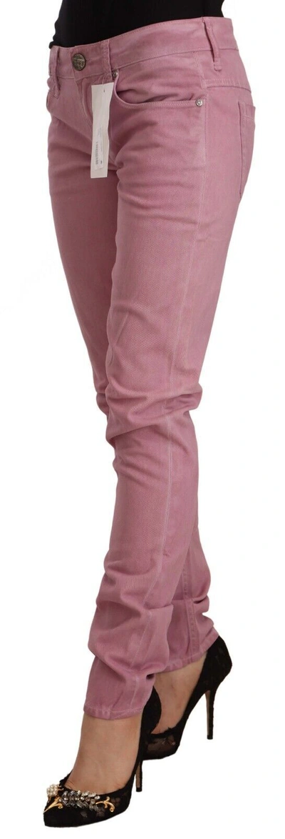 Acht Pink Cotton Slim Fit Women Denim Skinny Jeans In Pink