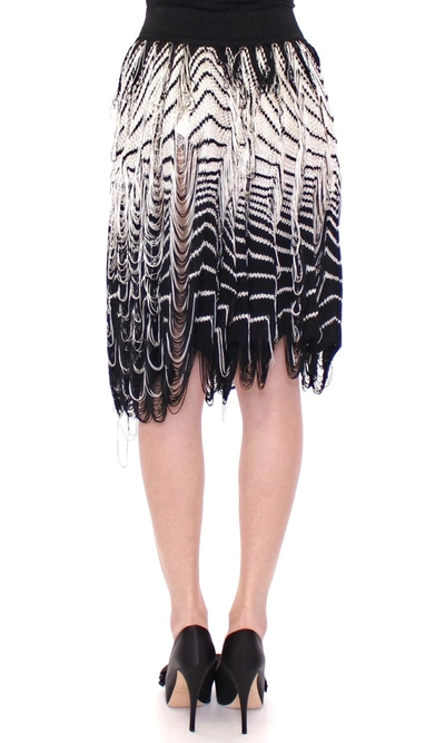Alice Palmer Knitted Assymetrical Skirt In Black/white