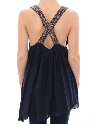 Anaikka Navy  Studs Embellished Top Blouse In Navy Blue