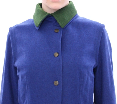 Shop Andrea Incontri Elegant Blue Wool Jacket With Removable Women's Collar