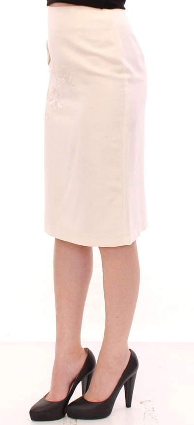 Shop Andrea Incontri Elegant White Floral Pencil Women's Skirt