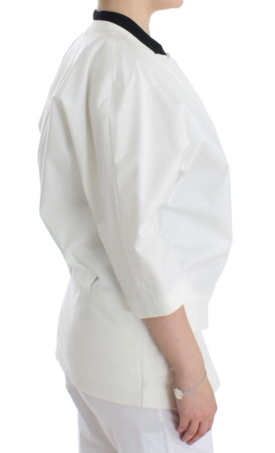 Andrea Pompilio Cotton Blend Oversized Blazer Jacket In White