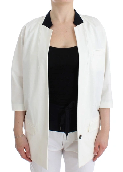 Andrea Pompilio Cotton Blend Oversized Blazer Jacket In White
