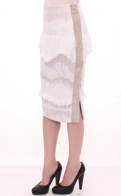 Shop Arzu Kaprol Elegant Pencil Skirt In White And Gray Women's Tones