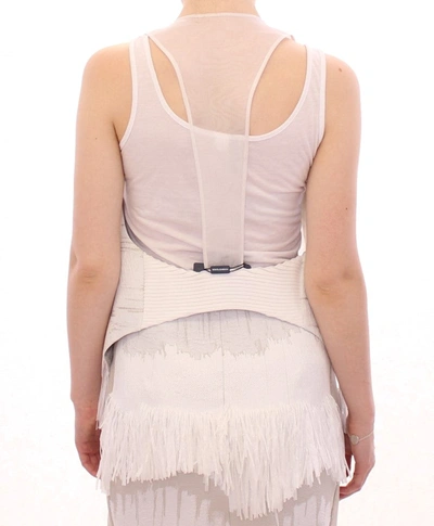 Shop Arzu Kaprol Chic Fringed Open Back Women's Vest In White