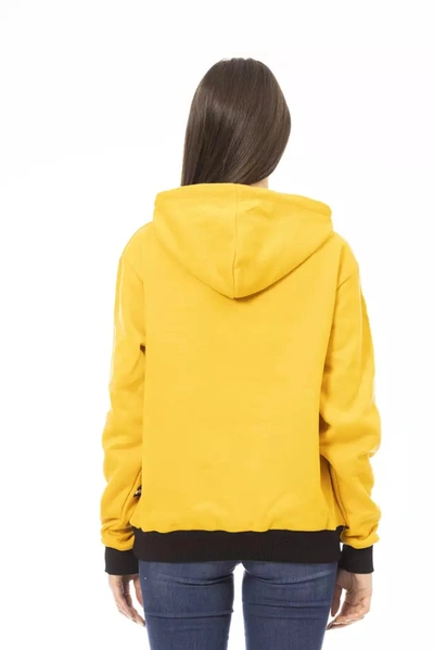 Shop Baldinini Trend Chic Yellow Cotton Fleece Hoodie With Maxi Women's Pocket