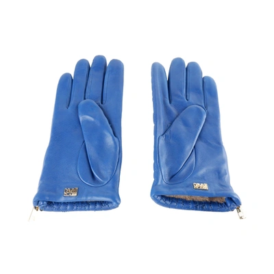 Shop Cavalli Class Elegant Lambskin Leather Gloves In Captivating Women's Blue