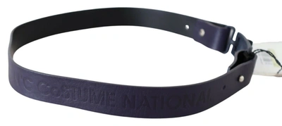 Costume National Black Leather Normal Logo Buckle Waist Belt In Black