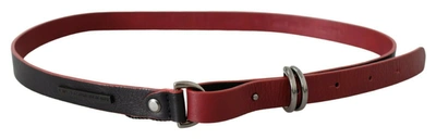 Costume National Black Red Skinny Leather Logo Belt In Black