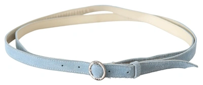 Costume National Chic Sky Leather Belt - Buckle Up In Women's Style In Blue
