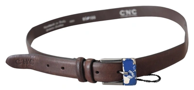 Costume National Brown Genuine Leather Silver Buckle Belt In Brown