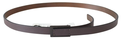 Costume National Brown Leather Tactical Logo Buckle Dark In Brown