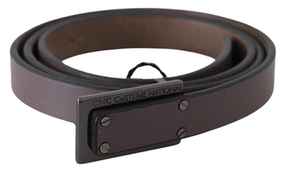 Costume National Brown Leather Tactical Logo Buckle Dark In Brown