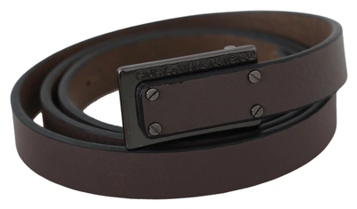 Costume National Brown Leather Tactical Logo Buckle Dark In Brown