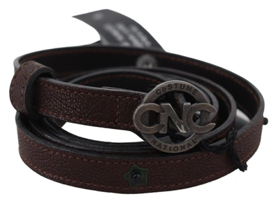 Shop Costume National Elegant Brown Leather Belt With Rustic Women's Hardware