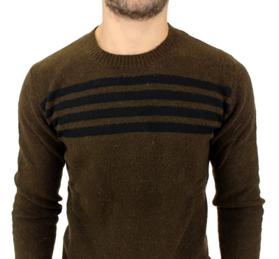 Costume National Elegant Crewneck Striped Sweater Men's Pullover In Brown