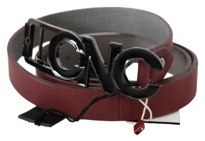 Costume National Maroon Skinny Leather Logo Fashion Belt In Marrone