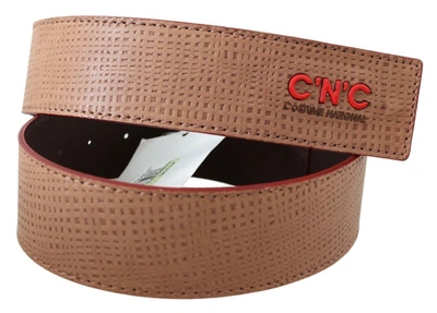 Costume National White Leather Logo Fashion Waist Belt In Beige