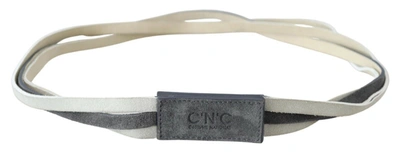 Costume National White Velvet Square Logo Design Waist Belt In White