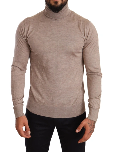Shop Dolce & Gabbana Beige Turtleneck Cashmere-silk Blend Men's Sweater