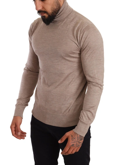 Shop Dolce & Gabbana Beige Turtleneck Cashmere-silk Blend Men's Sweater