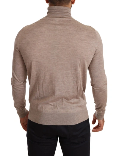 Shop Dolce & Gabbana Beige Turtleneck Cashmere-silk Blend Men's Sweater