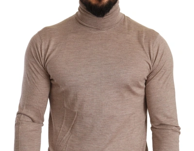 Shop Dolce & Gabbana Beige Turtleneck Cashmere-silk Blend Men's Sweater