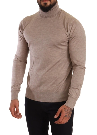 Shop Dolce & Gabbana Beige Turtleneck Cashmere-silk Blend Men's Sweater