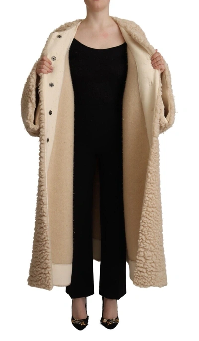Shop Dolce & Gabbana Elegant Beige Cashmere Overcoat Women's Jacket