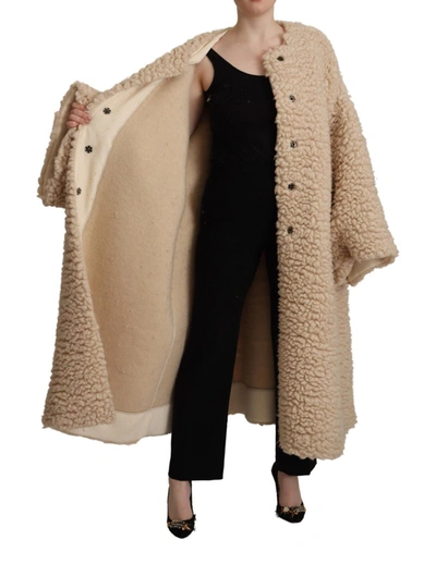 Shop Dolce & Gabbana Elegant Beige Cashmere Overcoat Women's Jacket