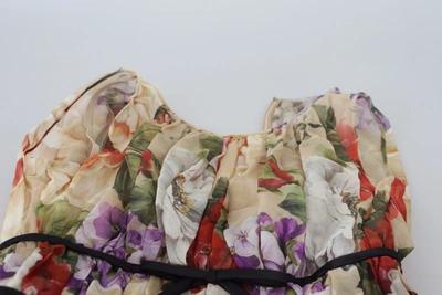 Shop Dolce & Gabbana Elegant Floral Print Silk Mini Women's Dress In Beige