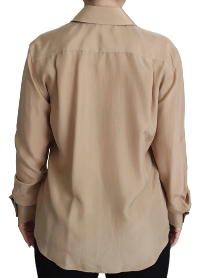 Dolce & Gabbana Beige Silk Shirt Decorative Buttons Top In Beige