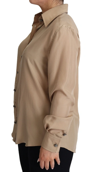 Dolce & Gabbana Beige Silk Shirt Decorative Buttons Top In Beige