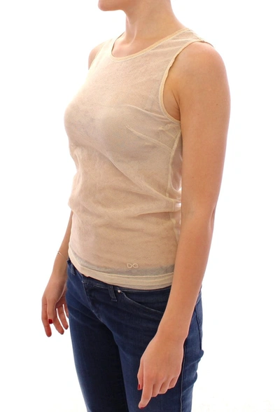 Dolce & Gabbana Beige Sleeveless Cotton Top Tank Blouse In Beige