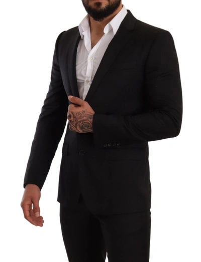 Dolce & Gabbana Black Wool Tuxedo 2 Piece Set Martini Suit In Black
