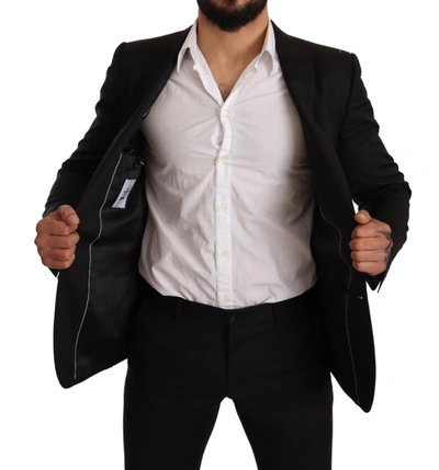 Dolce & Gabbana Black Wool Tuxedo 2 Piece Set Martini Suit In Black