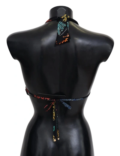 Shop Dolce & Gabbana Chic Coral Print Bikini Top Luxury Women's Swimwear In Black