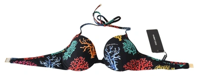 Shop Dolce & Gabbana Chic Black Coral Print Bikini Women's Top