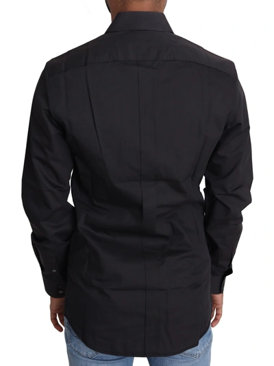 Shop Dolce & Gabbana Elegant Slim Fit Silk Blend Dress Men's Shirt In Black