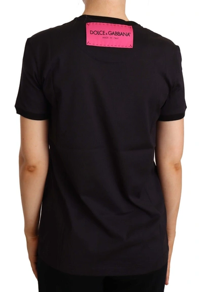 Dolce & Gabbana Black Cotton Large Print Top Crewneck T-shirt In Black