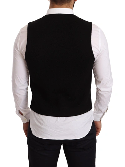 Shop Dolce & Gabbana Elegant Black Cotton Formal Dress Men's Vest
